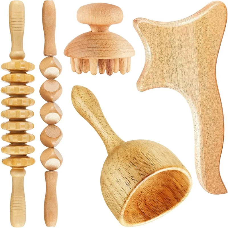 

New Wood Therapy Massage Tool Lymphatic Drainage Massager Anti Cellulite Fascia Massage Roller for Full Body Muscle Pain Relief