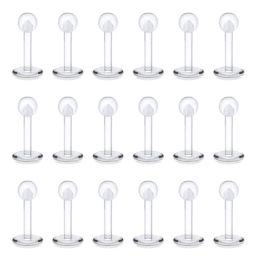 10PCS 16G Klare Acryl Lippen Ringe Monroe Labret Ohrstecker Piercing Schmuck Bioflex Ohr Tragus Helix Ohrring Retainer 6-12mm – Detail 5
