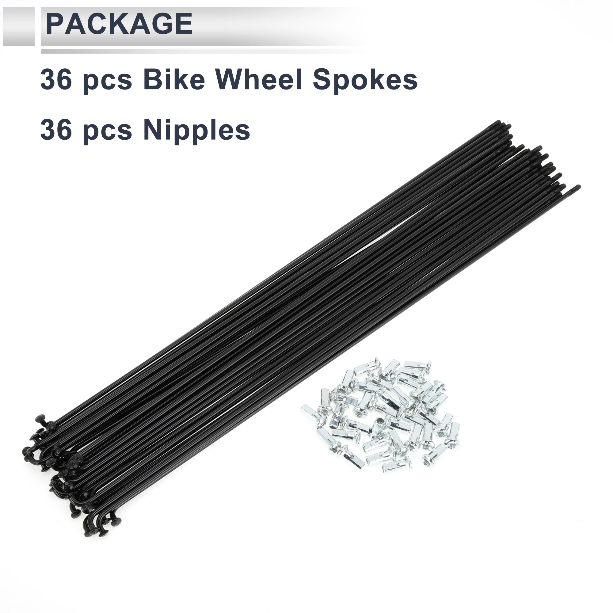 X Autohaux Bicycle Spoke Kit 12G 148mm 154mm 163mm 173mm-305mm Length Bike Wheel Spoke with Nipples Carbon Steel Black 36 Pcs