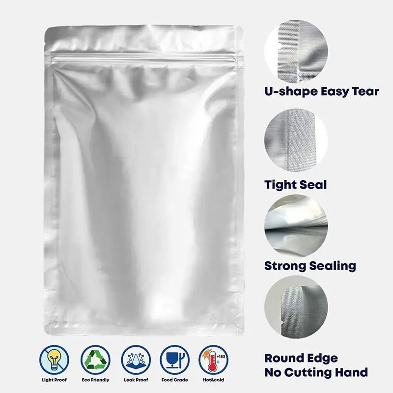 

Thicken Mylar Bags Set 100 Food Storage Bags For Grains Wheat Rice Reusable Heat Sealable Resealable Airtight Smell Proof