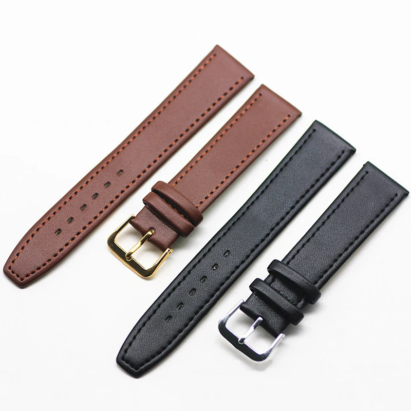 Leather Watch Strap 10Mm/12Mm/14Mm/16Mm/18Mm/20Mm/22Mm Men Women Black Brown Wrist Band Bracelet Adjustable Watchband Accessory