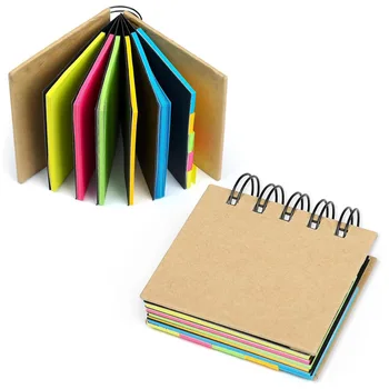 Blocco Note Adesivo Colorato con Indice, Quaderno a Spirale con Copertina Rigida, Blocco Memo Multistrato per Organizzazione Planner