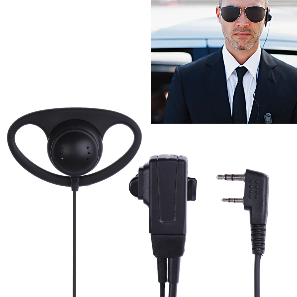 D Shape Walkie Talkie Earpiece Headset with MIC PTT for Radio