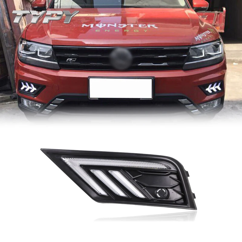 

Модифицированный автомобильный дневной свет, дневной свет, желтого цвета, поворотный сигнал для Volkswagen Tiguan L 2017-2018