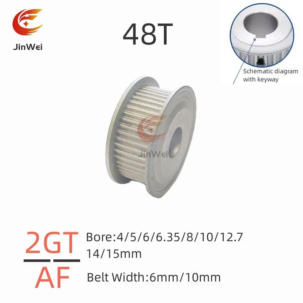 

GT2/2GT Number of Teeth 48T Timing Pulley Bore 4/5/6/6.35/8/10/12/12.7/14/15mm For Belt Width: 6mm/10mm Timing Belt