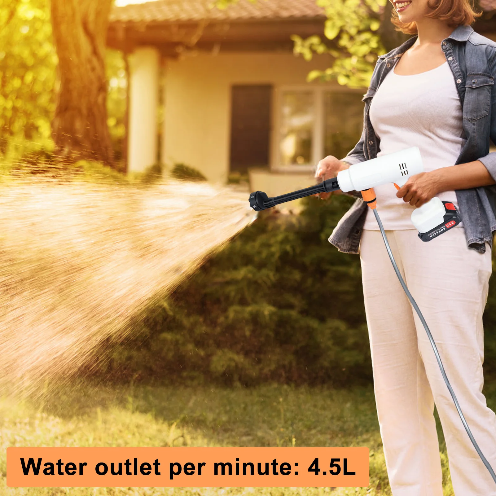 Electric Pressure Washer 180W Portable Auto Cordless Electric Power Washer 6-in-1 Adjustable Nozzle 2 Batteries 1Charger