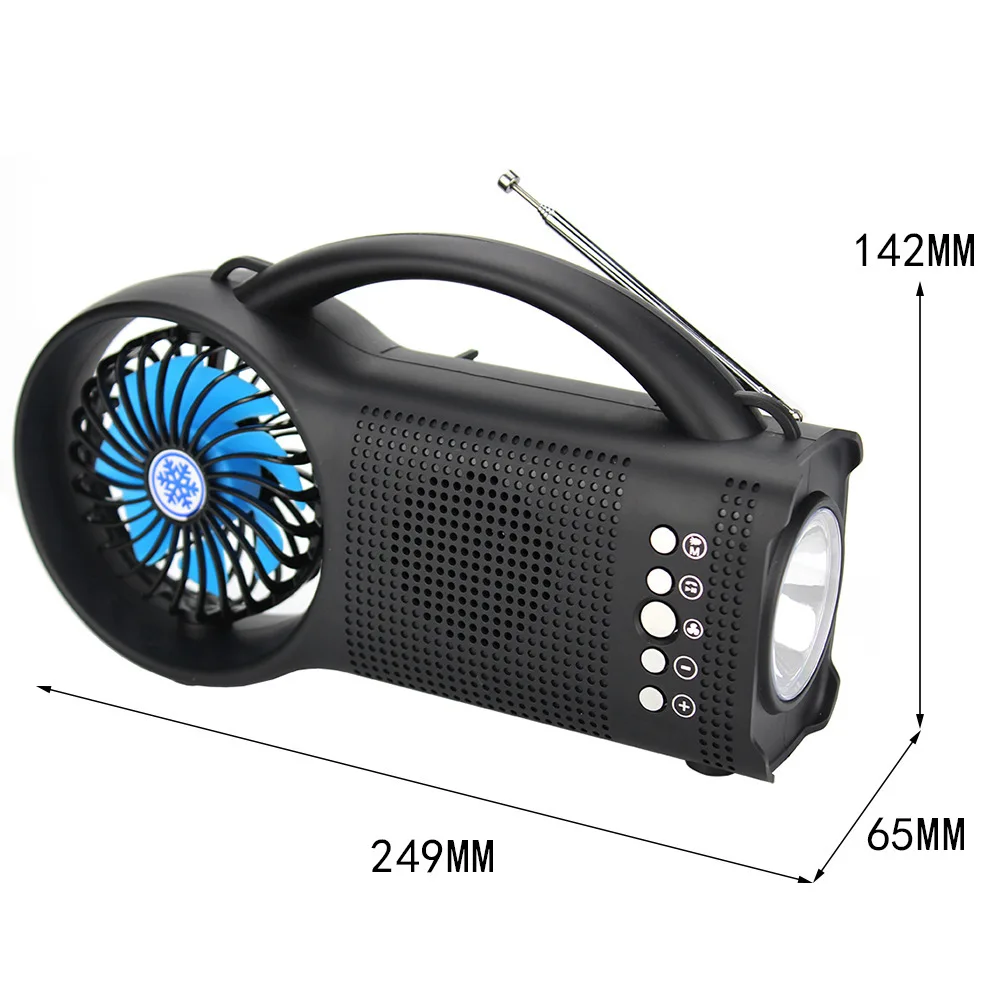 MD-122-S Solar Wireless Bluetooth Radio Outdoor Portable Fan Speaker Fire Emergency Broadcast