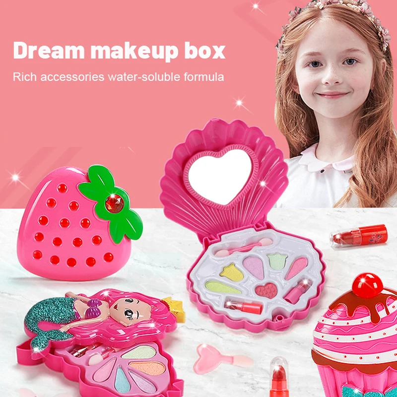 Simulation Girl Pretend Princess Makeup Toys Play House Children's Cosmetics Lipstick Eyeshadow Set For Kids Party Cosplay Game