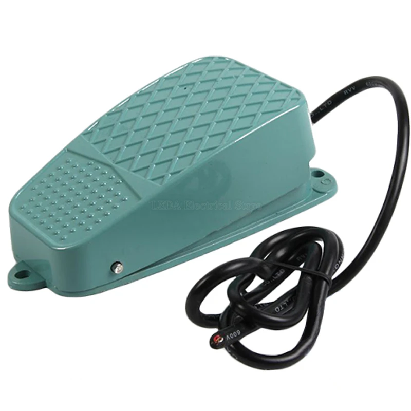 1Pcs Green TFS-3 10A 250V Foot Pedal Switch Self Reset Aluminum Shell Silver Contact Control Electrical Power Supply FS-3