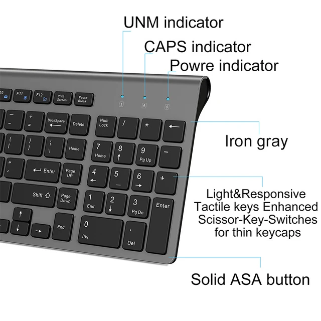 Ensemble clavier et souris Bluetooth, 3 modes, silencieux, pleine taille,  aste, multi-appareils, ordinateur portable, PC - AliExpress