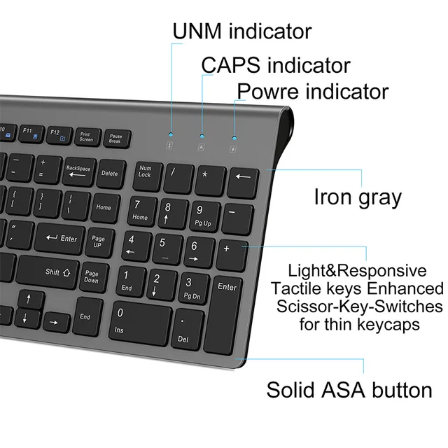 SeenDa Russian Spain Wireless Keyboard and Mouse Combo 2.4G Full Size Silent Button Keyboard Mouse Set for Laptop PC Computer 2