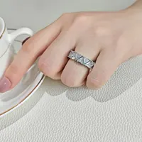 2024 New Luxury Triangle Silver Color Aesthetic Eternity Band Ring for Women Anniversary Gift Jewelry Wholesale R6505 - Image 4