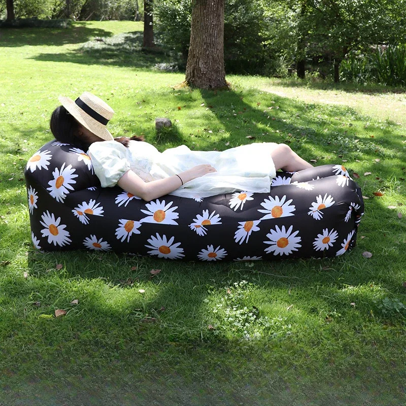 Inflatable Sofa Bed outdoor portable Lazy Inflatable Sofa Outdoor Portable Beach Air Sofa Folding Camping Inflatable Bed Sleeping Bag Single Pe inflatable sofa bed