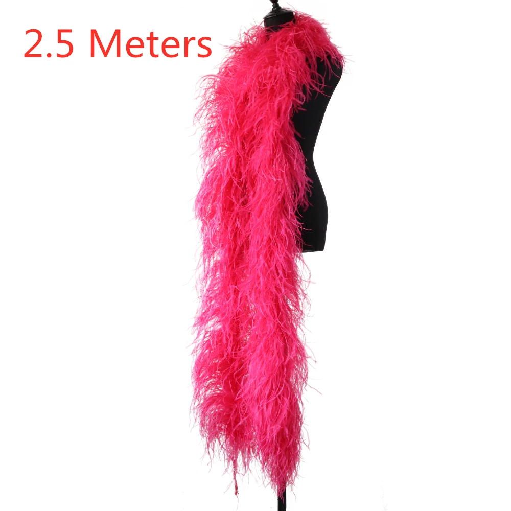 

2.5 Meters Length Fluffy Ostrich feather boa Fringe Luxury Soft Lady Shawl Customized Costume Clothing Decoration plumas Crafts