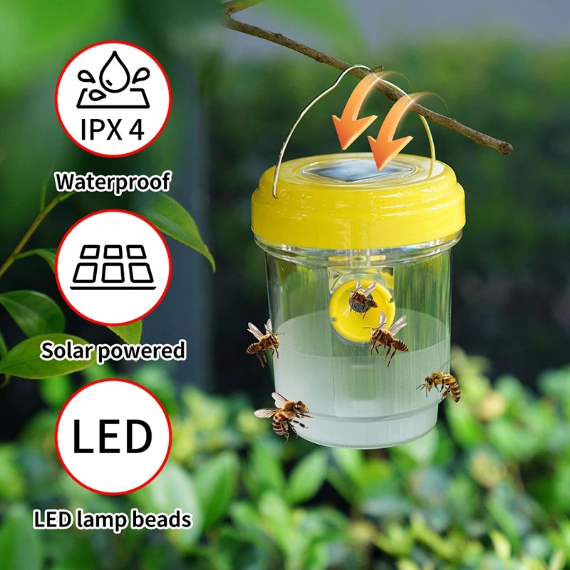 Solar Wasp Trap Fly Trap Outdoor Hanging Fly Catcher Safe Non-Toxic Bee Flies Hornet Traps Garden Fruit Catcher