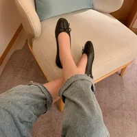 Red With Bow Luxury Leather Casual Kawaii Flat Cute Moccasins Flats Ladies Footwear Women's Shoes Round Toe Trend Chic Point Y2k - Image 3