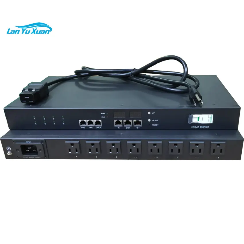 

1P Circuit Breaker 15A 250V 8 Sockets Remote Network Management Smart Power Distribution Box PDU Sheet Metal Shell OEM