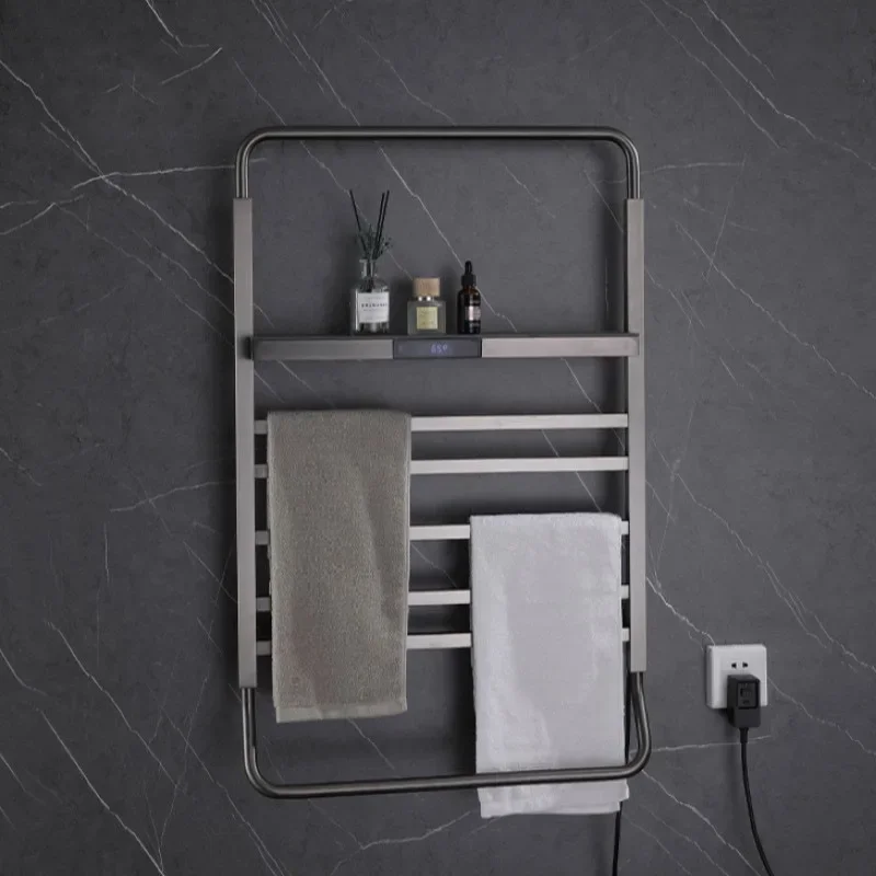 Minimalist home improvement smart electric towel rack concealed bathroom rack carbon fiber heating bath towel drying and sterili