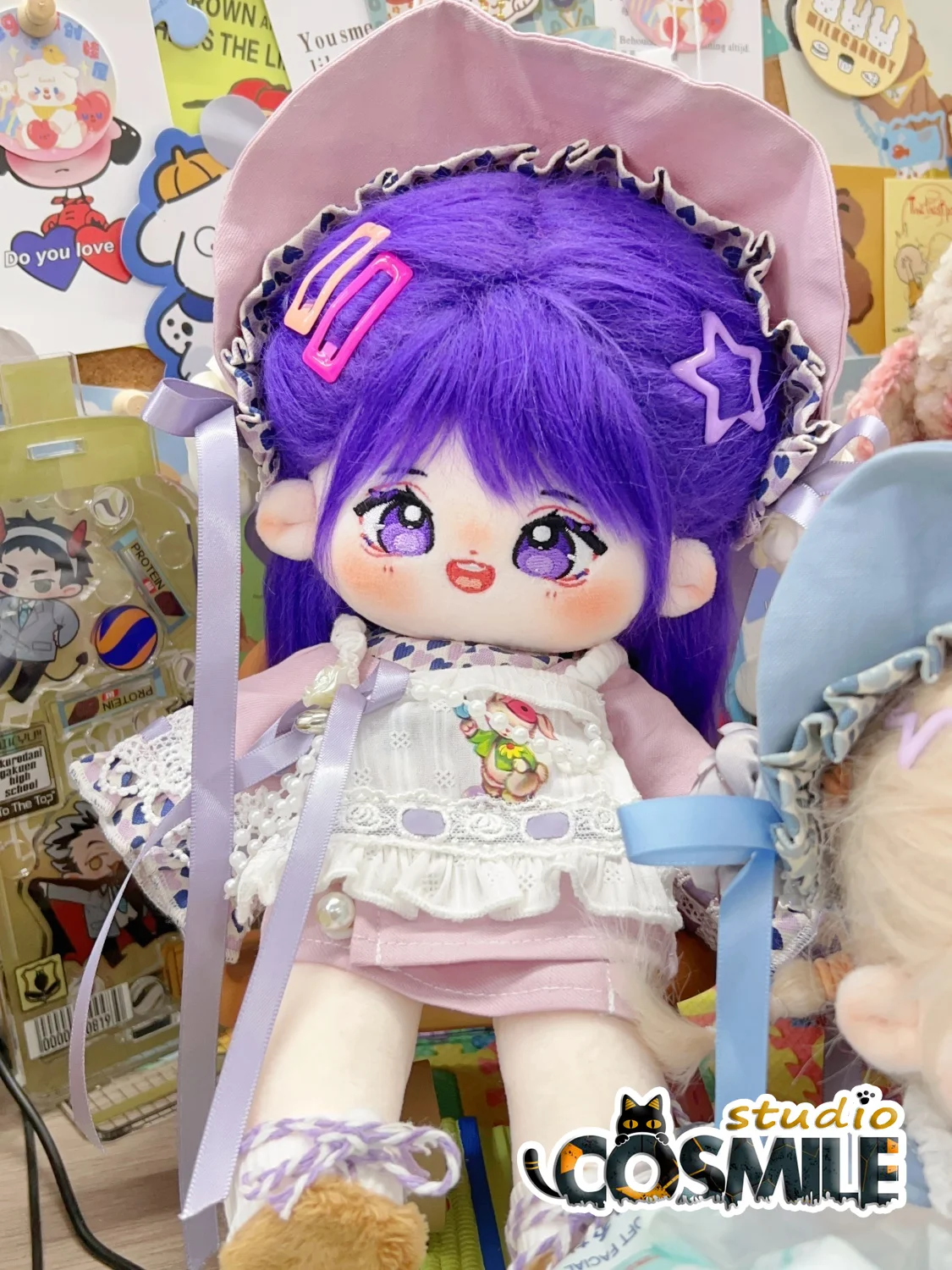 No Attribute Kpop Star Idol Harajuku Purple Hair Smile Cute Qian Xing Stuffed Plushie Plush 25cm Doll Body Sa XM