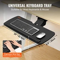 VEVOR Keyboard Tray under Desk Adjustable Height and Angle Keyboard Tray Slide out and Holder for Typing in Home and Office Work - Image 3