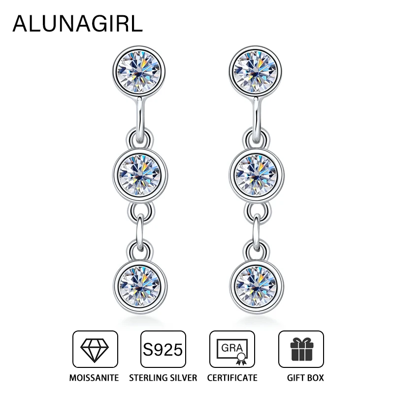 

Moissanite Drop Earrings For Women Total 0.6ct D Color VVS1 S925 Sterling Silver Round Tassels Diamond Stud Earring Jewelry Gift