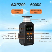 Générateur solaire portable CTOLITY AXP200 200W, station d'alimentation 192Wh, batterie Lifepo4, banque d'alimentation pour le camping, alimentation de secours 140W PD 3