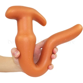 New Long 38cm Silicone Masturbation Deep Soft Anal Strip Masturbator Big Anus Plug Dildo Tentacles Sexy Orgasm Adult Bdsm Toys 5