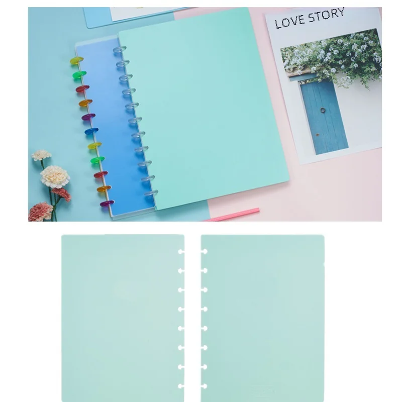 Junior/Letter/A5/A4 PP Notebook Covers notebook accessories plastic book cover with Mushroom Holes for DIY Daily Planner Schedule Loose Leaf Paper Cover A1909-043
