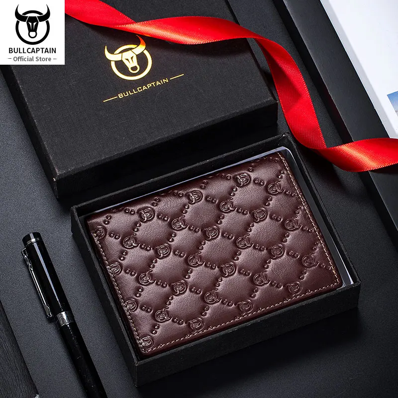BULLCAPTAIN New Leather Men's Wallet Fashion Creative Pattern Wallet Small Mini Card Holder RFID Wallet Men 0204H 3