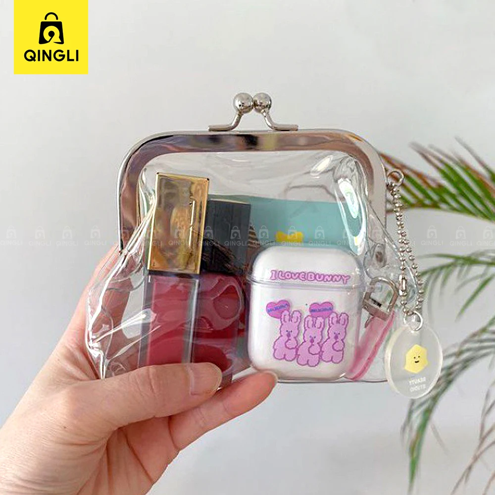 New Fashion Transparent Coin Purse Summer PVC Clear Wallet Women Lipstick Earphone Key Credit Card Storage Bag Girls Small Purse