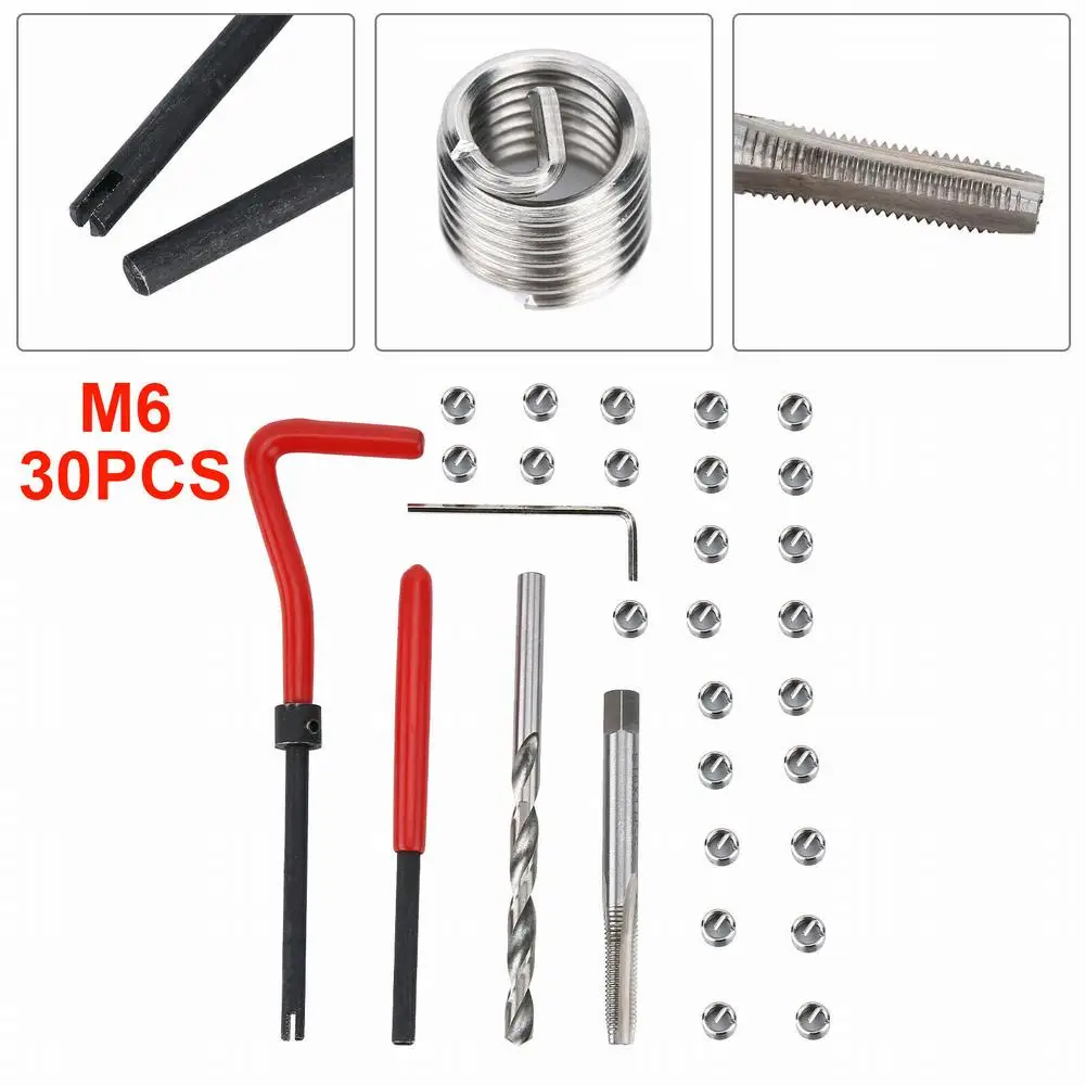 

Engine Repair Thread Repair Insert 30Pcs/Set Fatigue Resistance M6x1mm Stainless Steel Wide Range Applications