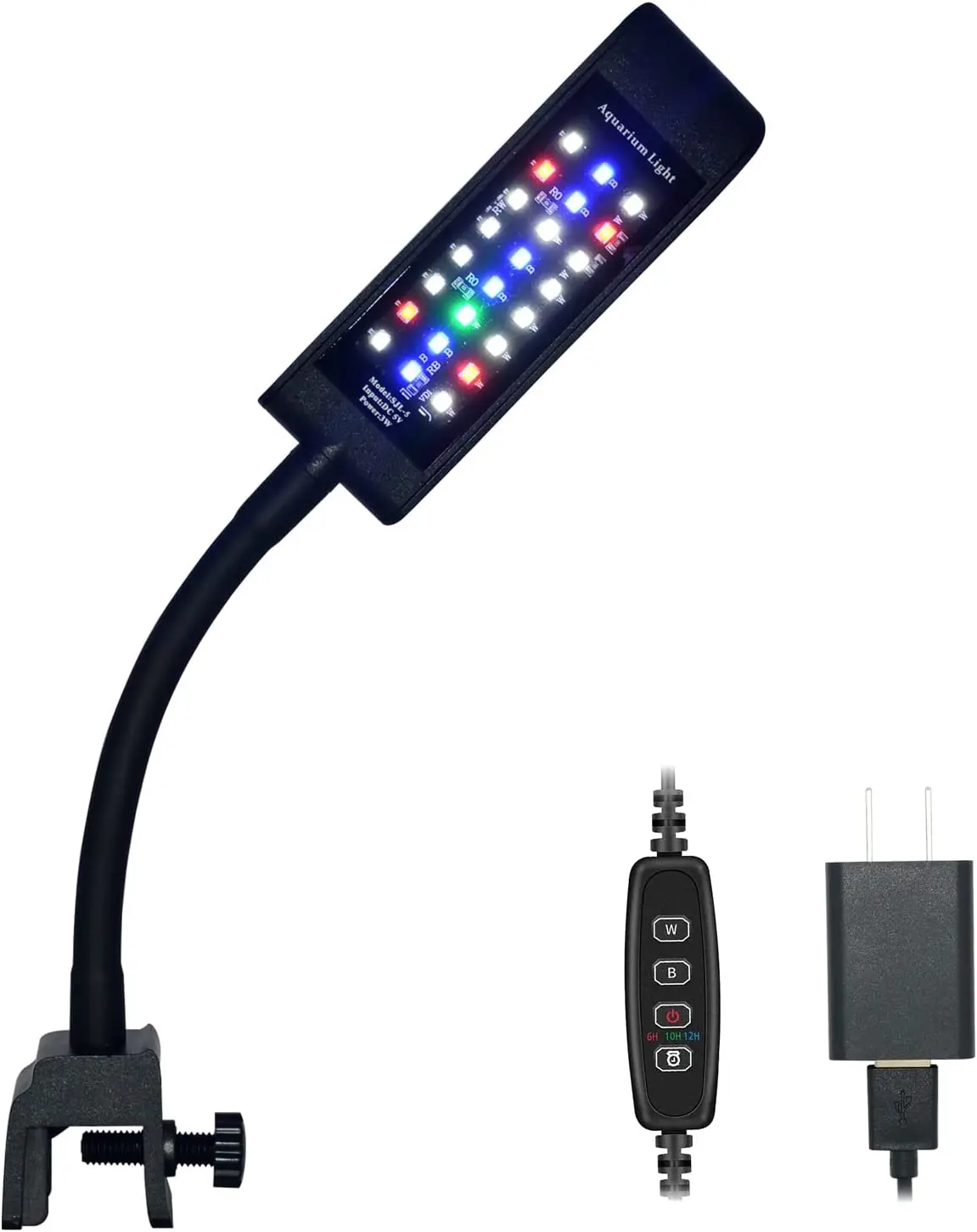 Four Colors full spectrum Aquarium LED Clip-on Light Adjustment with Timer Dimmer IP 67 Waterproof for Aquarium Light Aquarium Lamp Fish Tank Light Plant