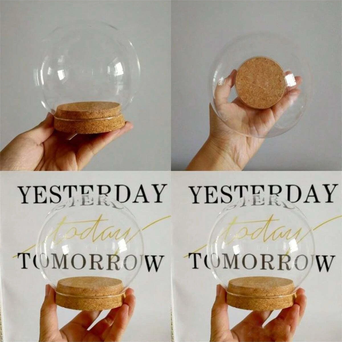 1pc-Small Size Heart Top Glass Dome Vase Home Decoration Creative Black Base Transparent Cover DIY Friend Gift Wedding Prop