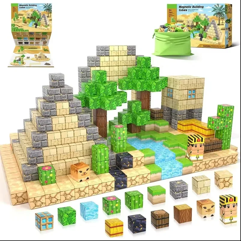 Magnetic Mine World Cube Blocks Children Educational Toys Magnetic Mountain World DIY Building Sensory Blocks Toys Gift 100PCS magnetic building blocks,magnetic assembly toy