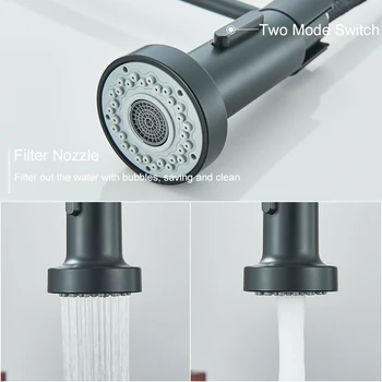 Matte Black Kitchen Sink Faucet One Handle Spring Hot and Cold Water Tap Deck Mounted Bathroom Chrome Kitchen Crane 5