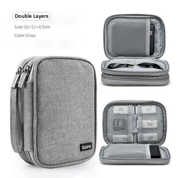Dual Hard Drive Storage and Electronic Accessories Organizer Bag (Double Layers - Grey)