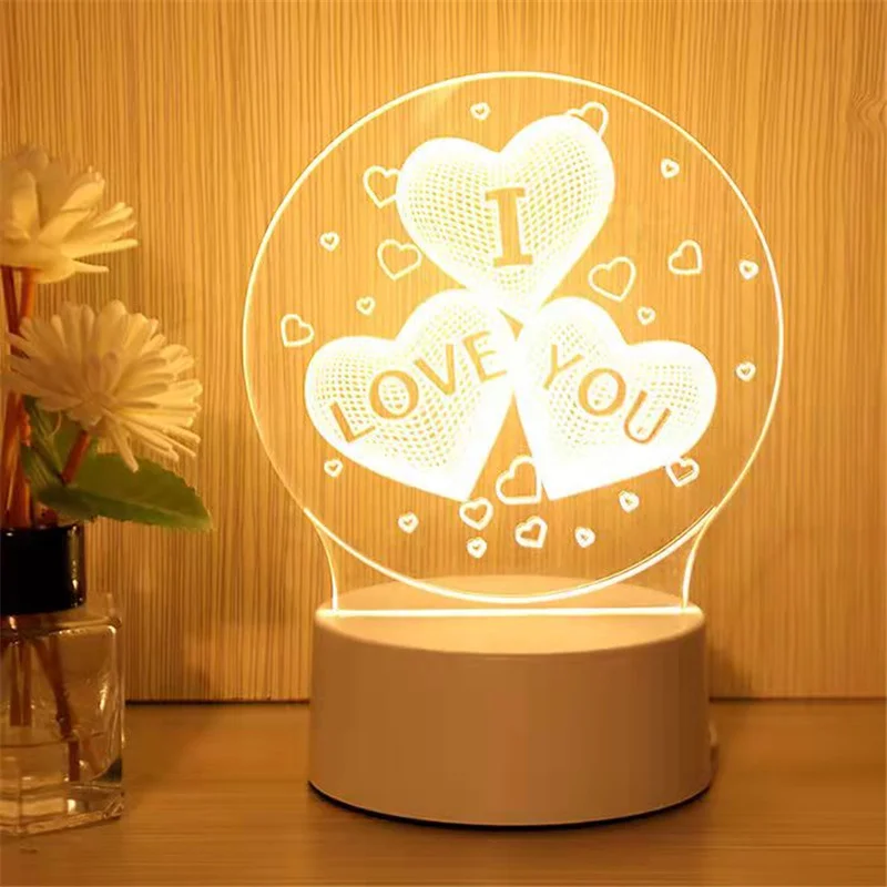 Hot 3D Stereo Illusion Night Light Creative Cartoon Mini Warm Acrylic Led Table Desk Lamp Moon Dinosaur Decoration Night Lamp 3d night light