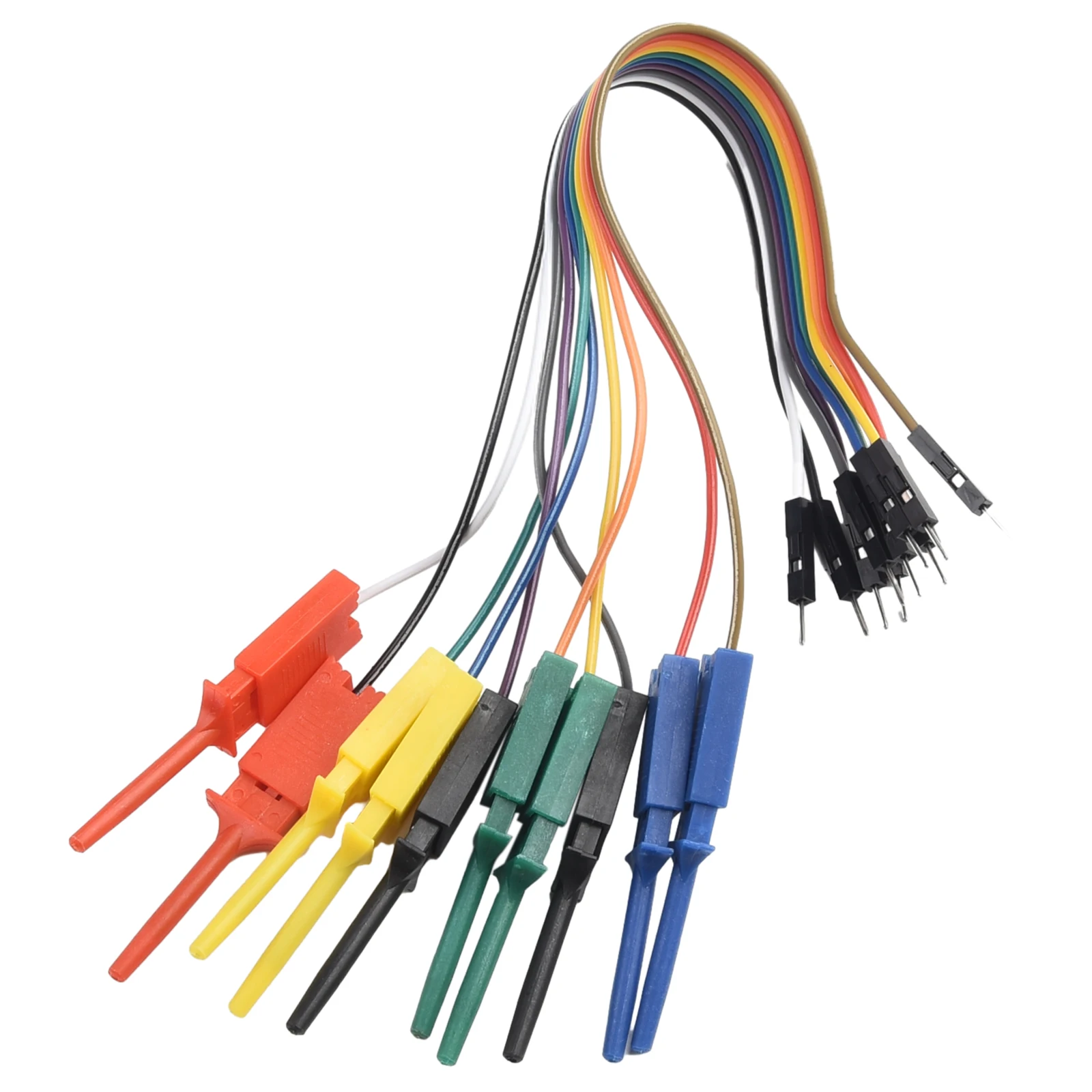 10Pcs 20CM Test Hook Clip Logic Analyzer Cable Gripper Probe Wire Clamp Kit Yellow/Red/Black/Green/White/Blue alligator clips electric test clamp test probes test clip test hooks clips test leads test cable lead alligator clip adapter test cable multimeter pen