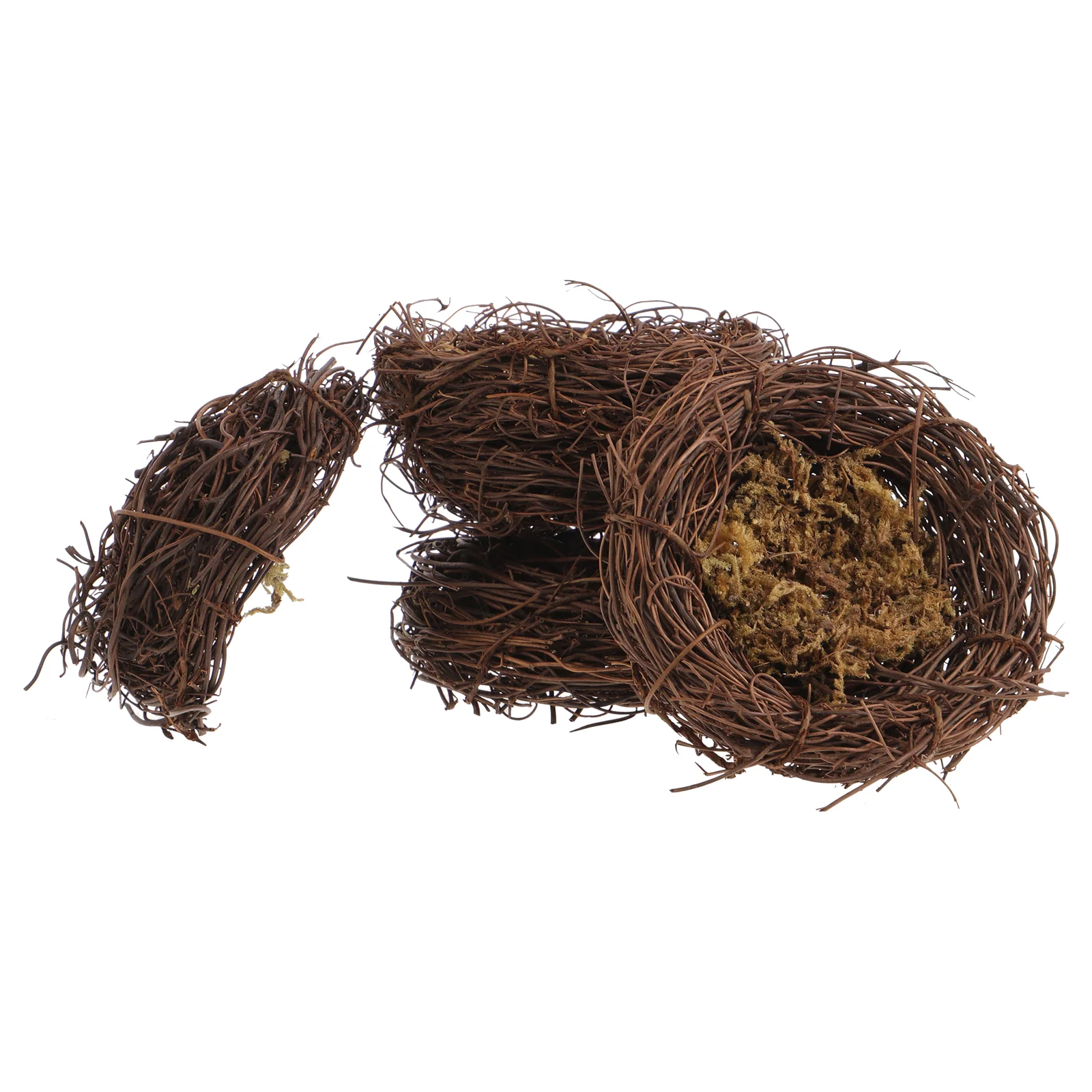 

4pcs Birds Nest Rattan Bird Decor Nest Photography Prop Garden Yard Trees Decoration