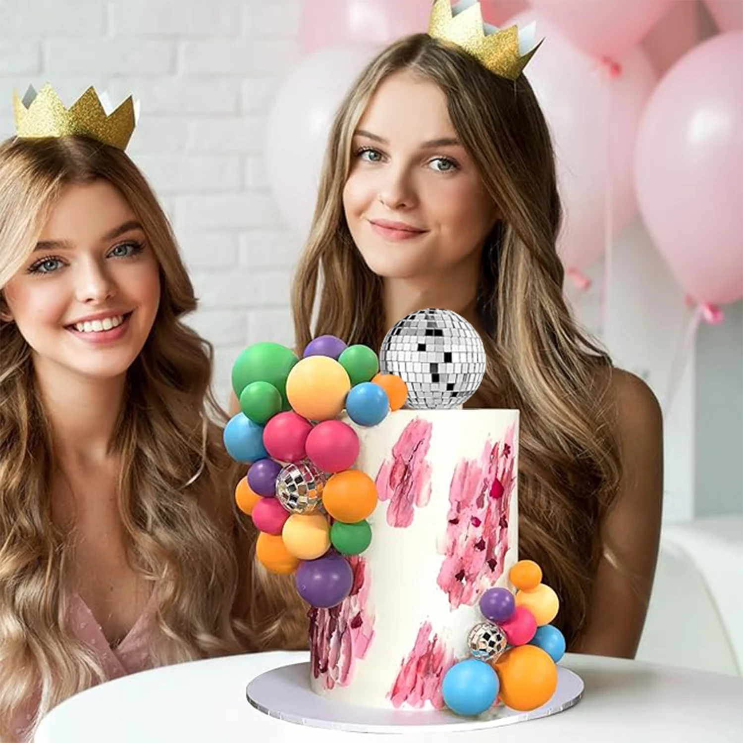 32 Stück Disco bunte Ball Kuchen Topper Dekoration für Hochzeit Geburtstag Baby party 70er Jahre 80er Jahre Party Kuchen Dekoration Lieferungen – Detail 4