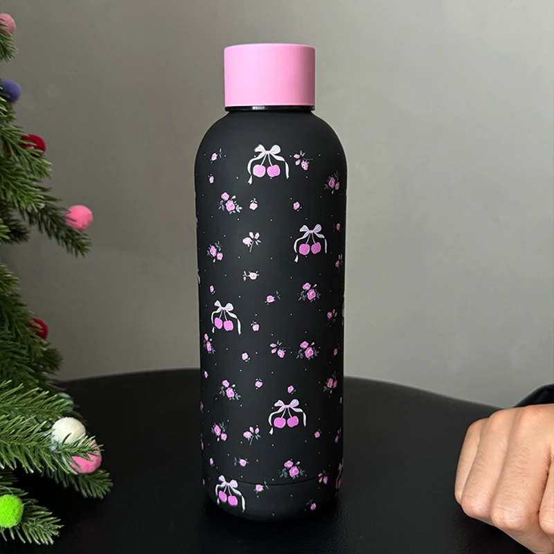 Kawaii Cherry Stainless Steel Thermos Bottle 500ml Tumbler Coffee