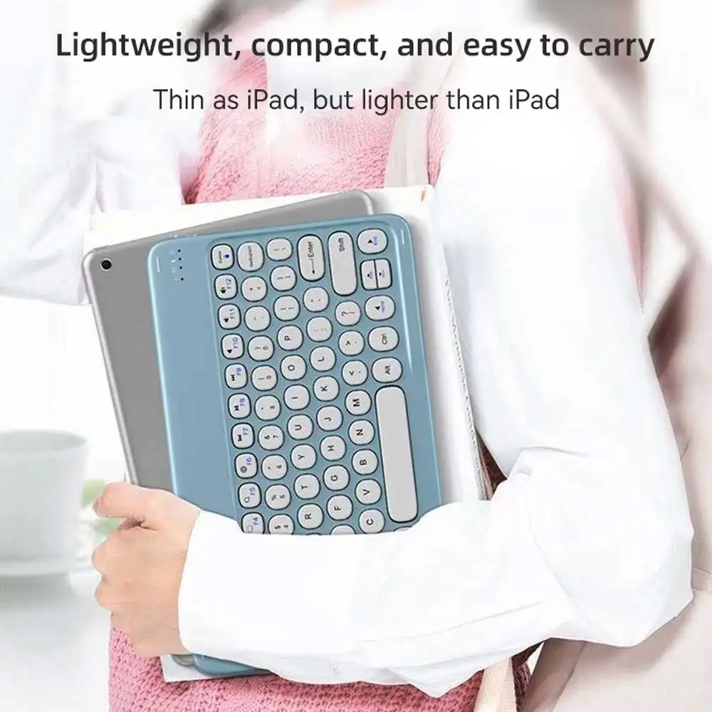 iPad Air Pro용 다국어 블루투스 라운드 키캡 키보드 전화 태블릿 노트북 범용용 무선 충전식 키보드