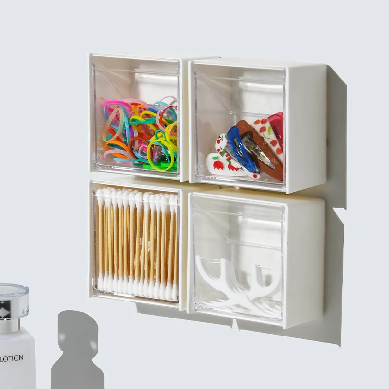 Bathroom Organizer Wall-mounted Storage Box for Cotton Pad Swabs Jewelry 4pc/lot cotton swab holder makeup organizer makeup storage box jewelry organizer jewelry box cosmetic storage box storage box