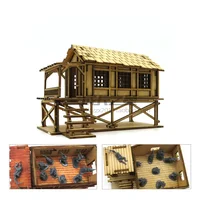 1:72 Southeast Asia Ancient Outdoor Taoyuan Architectural Scene Wooden Cabin Assembly Model Handmade Gift 2