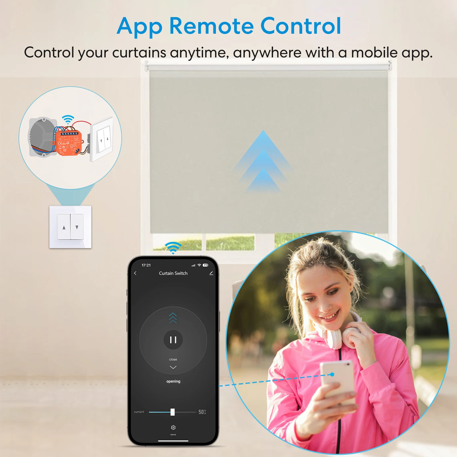 Moes ZigBee Interrupteur Intelligent pour Volets Roulant, Module pour