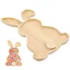Easter Bunny Tray Wood Food Plate Fruit Serving Bread Display Wooden Spring Decor Kids Child Cake Decorations Easter Supplies 4