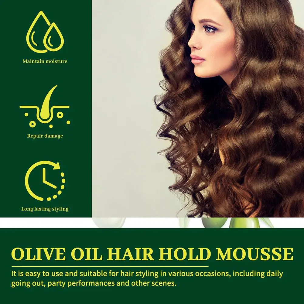 Olive Oil Hold & Shine Wrap Mousse Hair Styling Mousse Oil Repair Hai'r Olive Ends for Nourishment Deep Foam With Split Cur F0D5 curly hair mousse