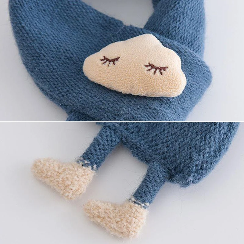 Cute Clouds Children Scarf Cartoon Solid Color Knitted Woolen Scarves for Baby Boys Girls Winter Thick Warm Kids Neckerchief