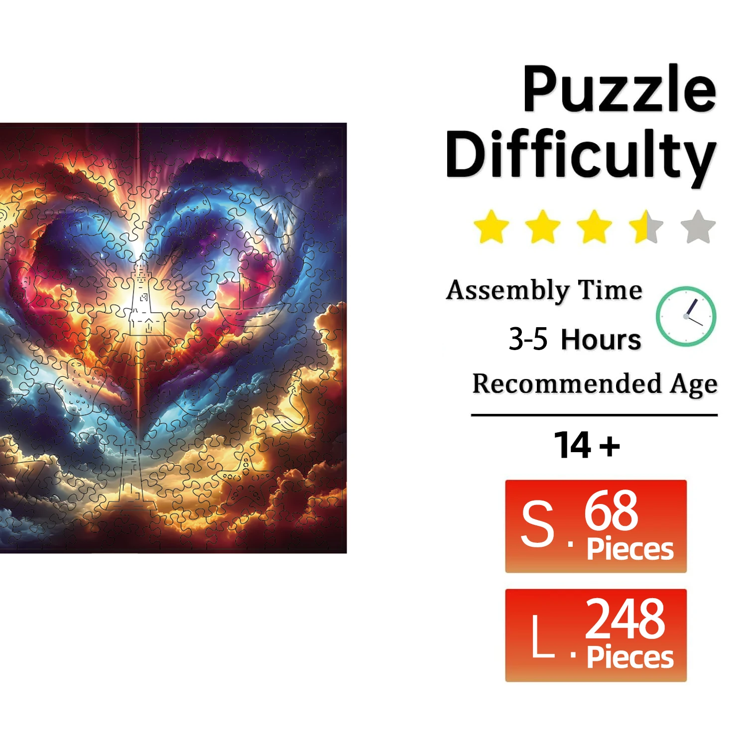 Love Wooden Puzzle, Unique Shaped Pieces Wooden Jigsaw Puzzles for Adults, Ghristmas Gift Family Game Home Decor 3