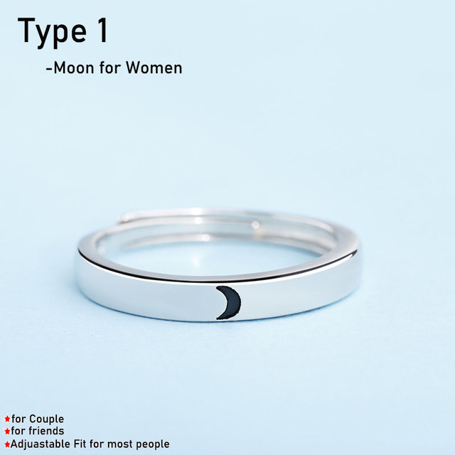 Moon Couple Rings Open Adjustable Ring Eachother Lover Couple Rings Wedding Jewlery Ring Friends Gift Fit for Most Women Men